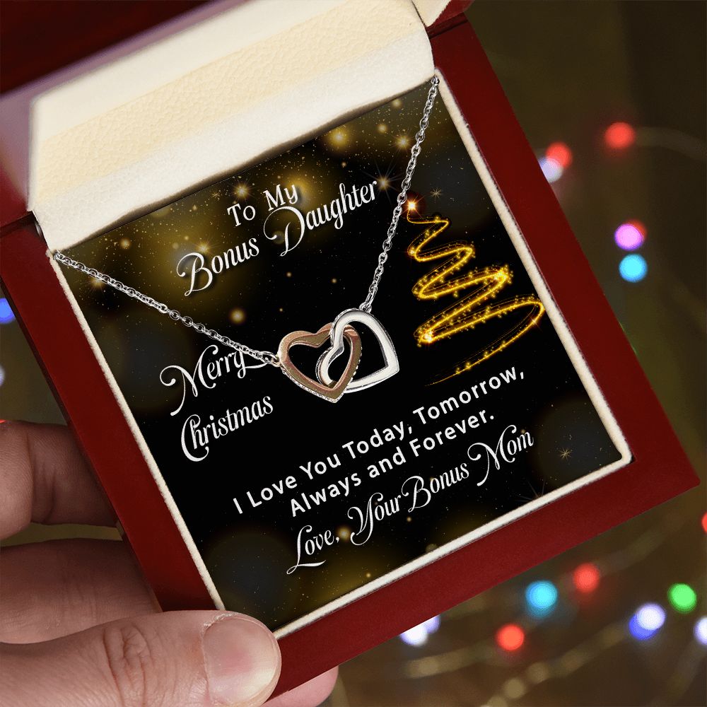 Bonus Daughter - Merry Christmas - Interlocking Hearts