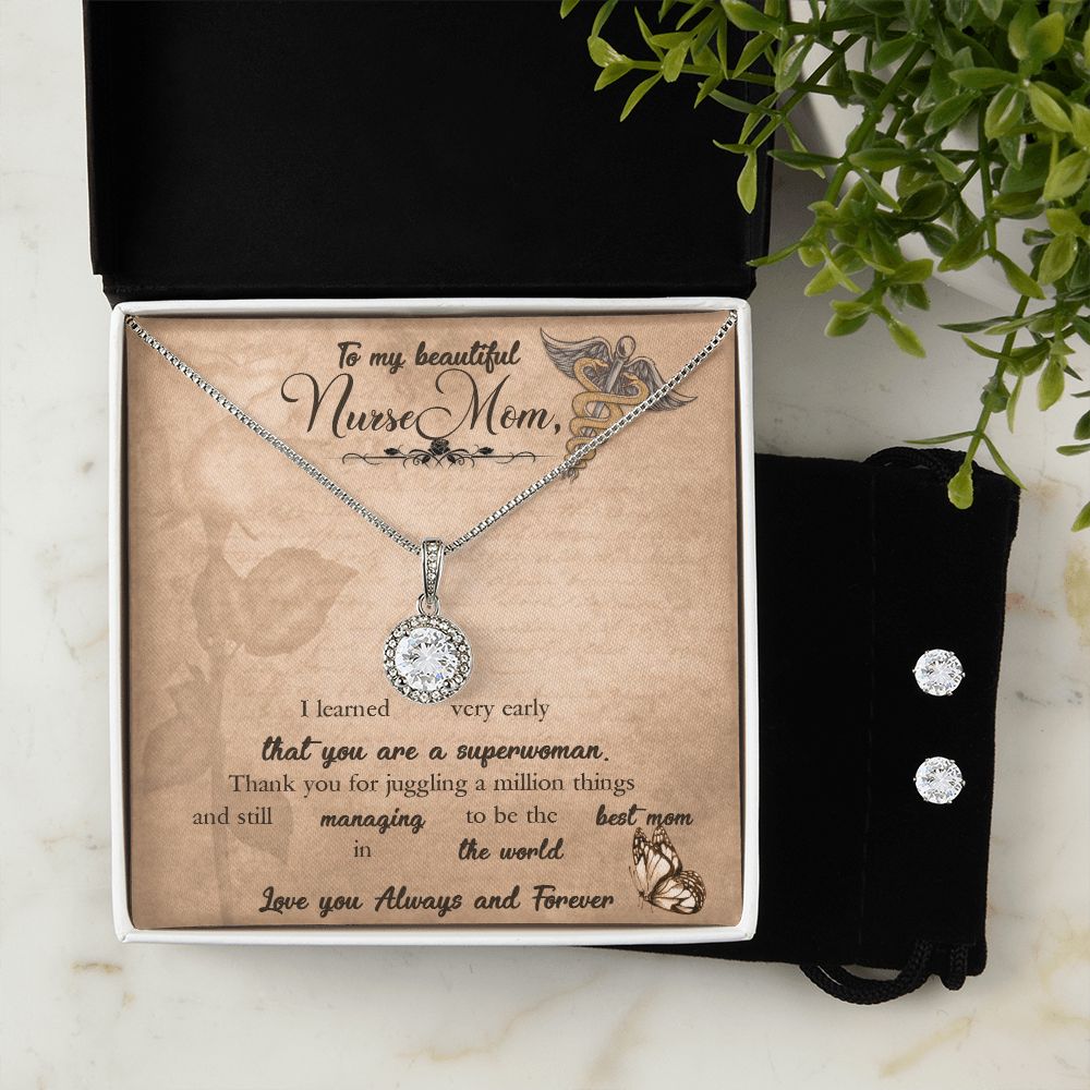 Eternal Hope Necklace & CZ Earrings for my Nurse Mom