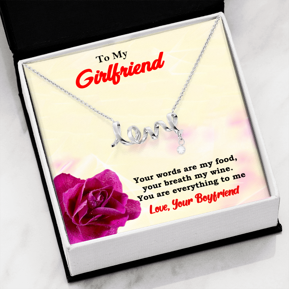 Scripted Love Necklace, Your Words Are My Food, Gift to Girlfriend