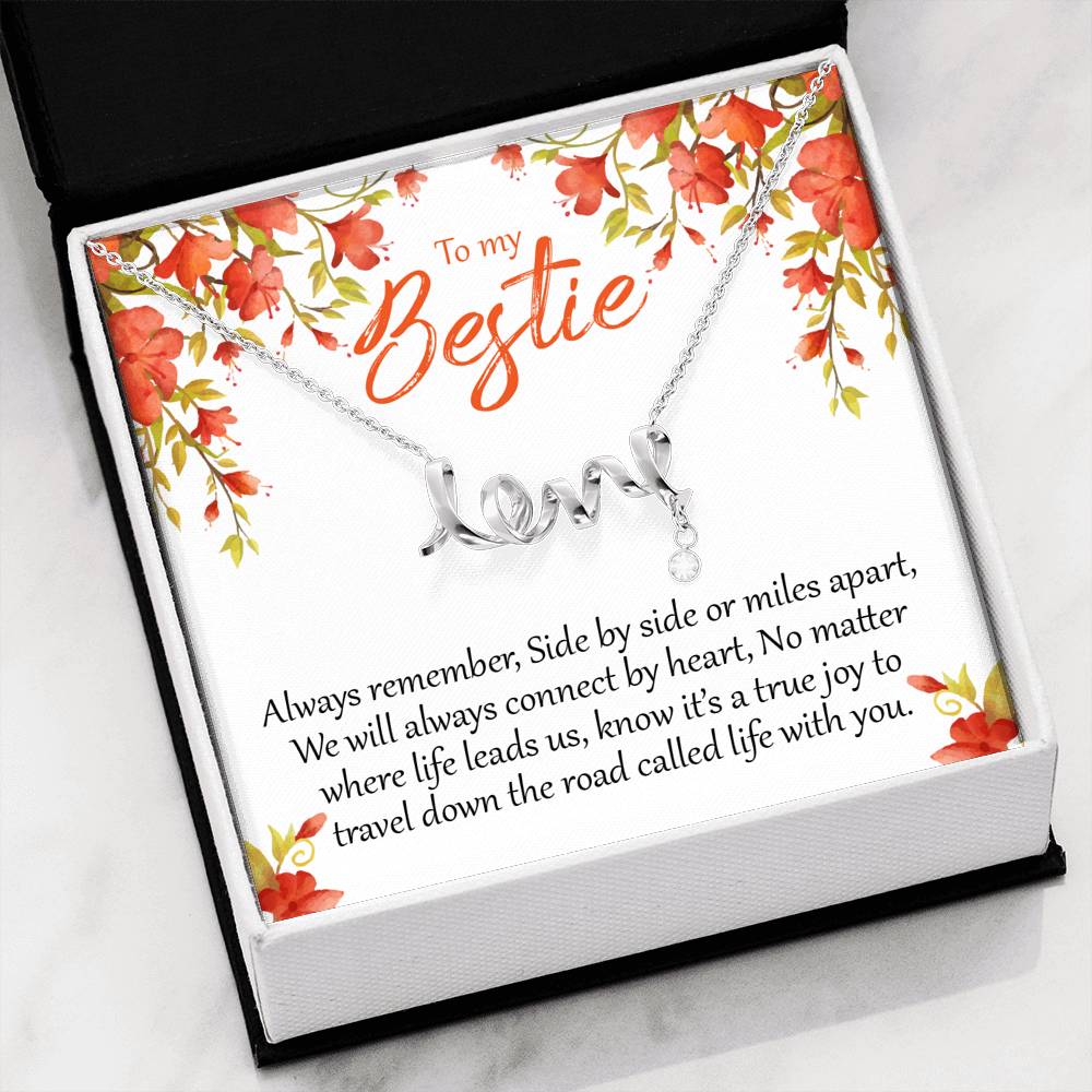To My Bestie Heart Necklace-Message Card Jewelry