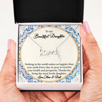 Load image into Gallery viewer, My Beautiful Daughter-Love Mom and Dad-Scripted Love Necklace
