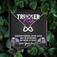 Load image into Gallery viewer, Heart Shaped Infinity Necklace, Trucker Wife, Together Forever Never Apart
