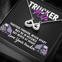 Load image into Gallery viewer, Heart Shaped Infinity Necklace, Trucker Wife, Together Forever Never Apart
