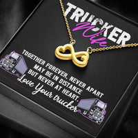 Load image into Gallery viewer, Heart Shaped Infinity Necklace, Trucker Wife, Together Forever Never Apart
