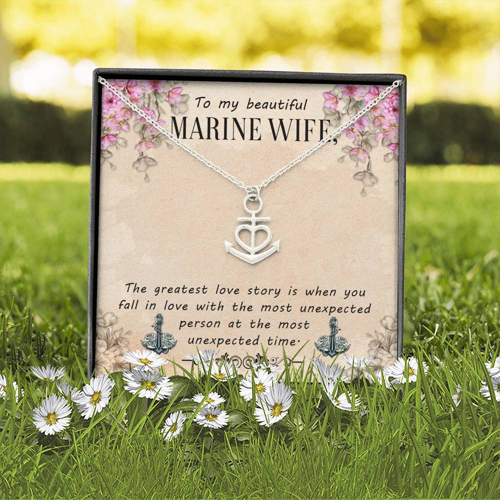 To My Marine Wife | Greatest Love Story | Anchor Necklace | Gift from Husband to Marine Wife