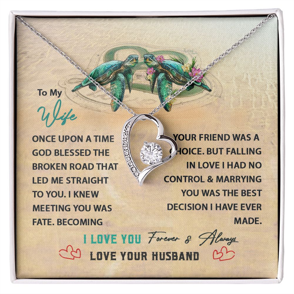 White Gold Forever Love Heart Necklace To My Wife
