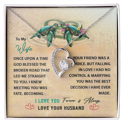 White Gold Forever Love Heart Necklace To My Wife