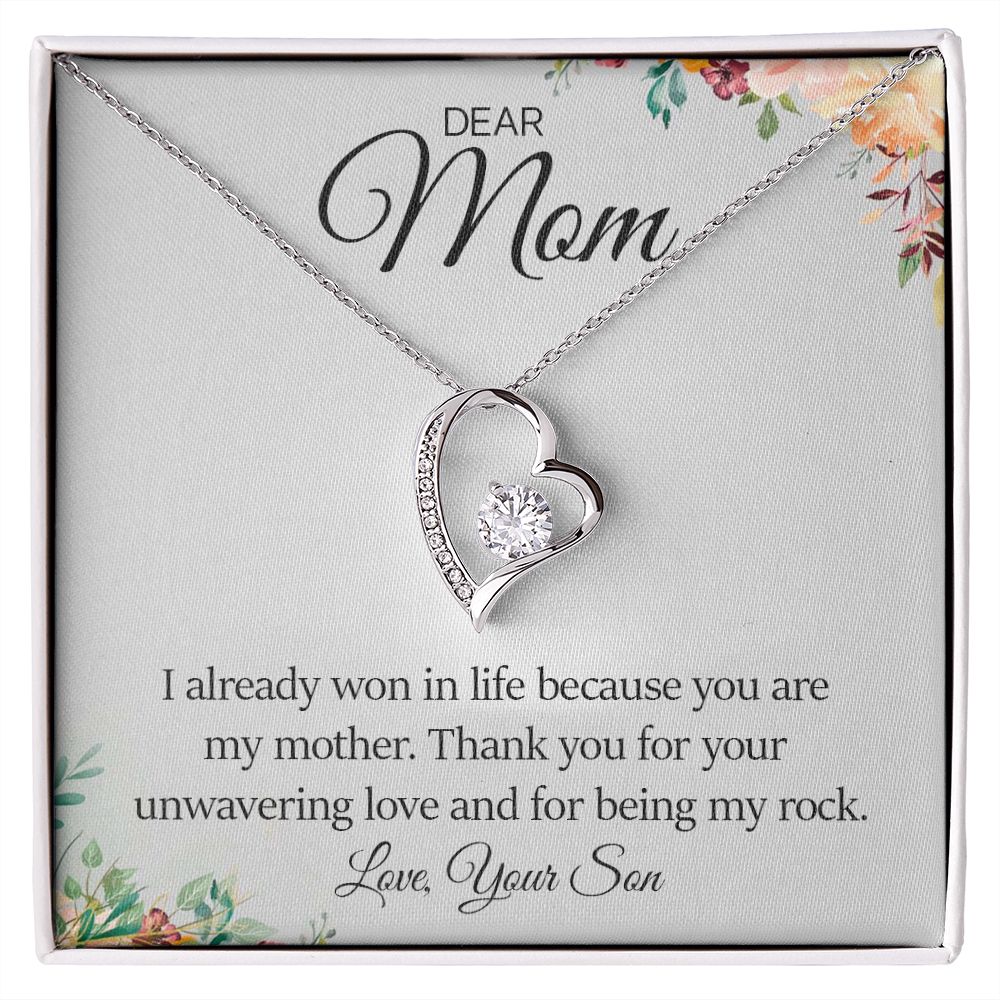 White Gold Forever Love Necklace - Eternal Love Collection - Gift for Mom
