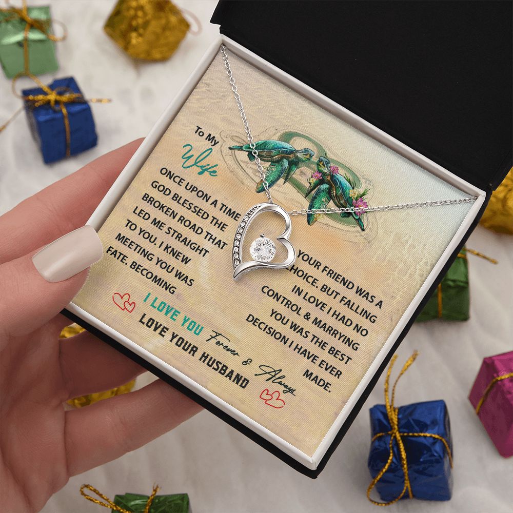 White Gold Forever Love Heart Necklace To My Wife