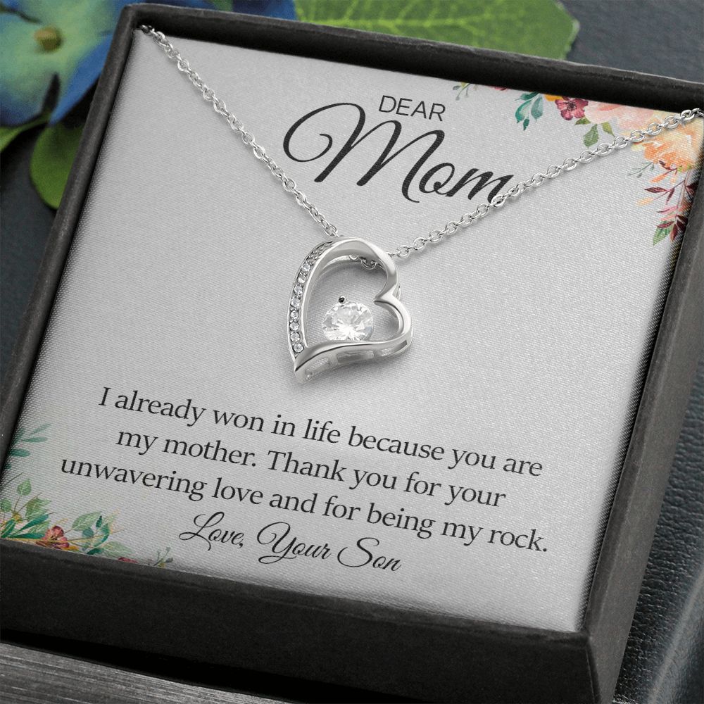 White Gold Forever Love Necklace - Eternal Love Collection - Gift for Mom