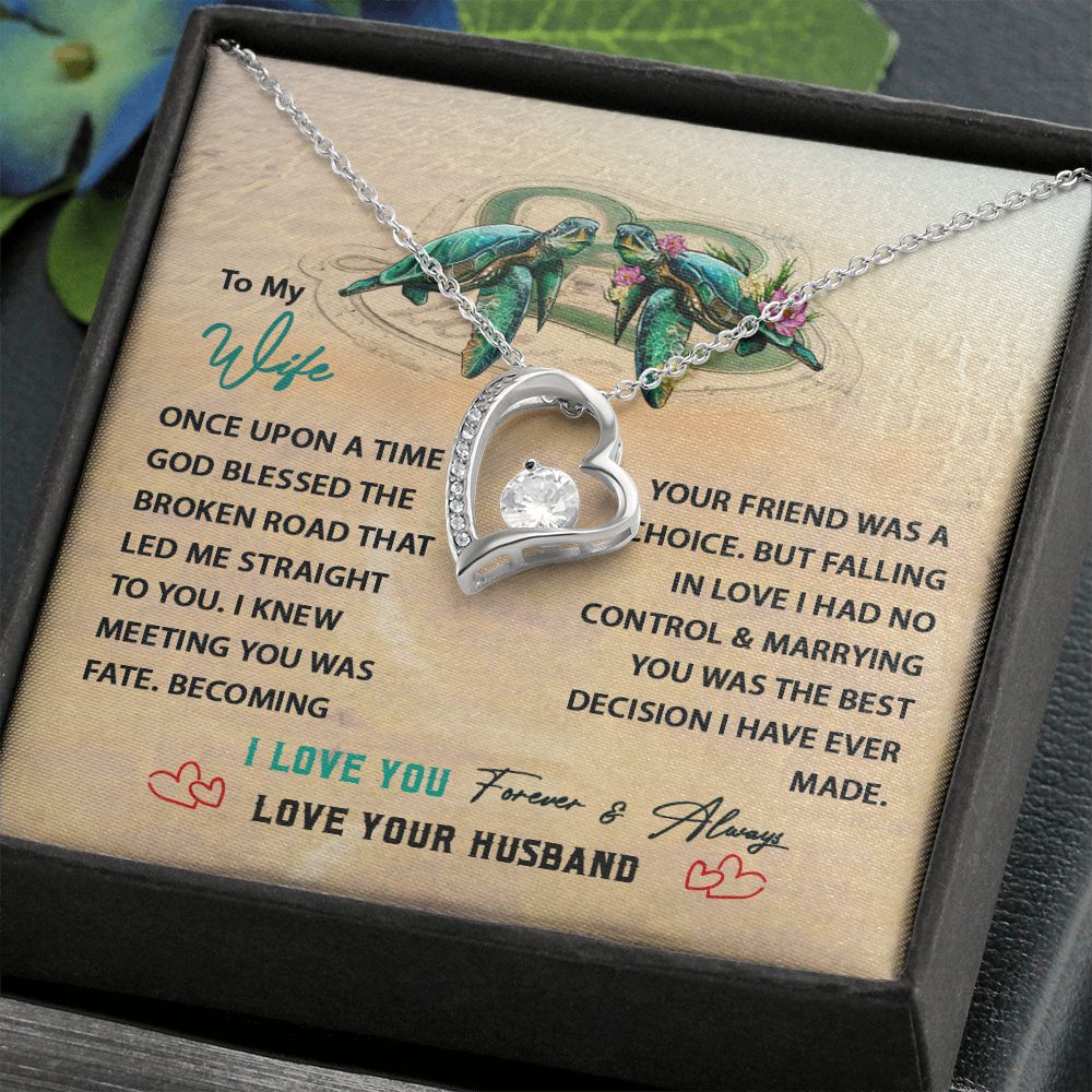 White Gold Forever Love Heart Necklace To My Wife