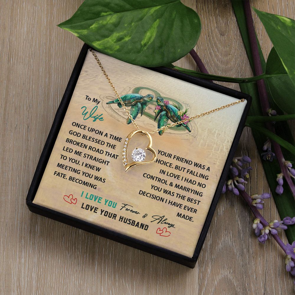 White Gold Forever Love Heart Necklace To My Wife