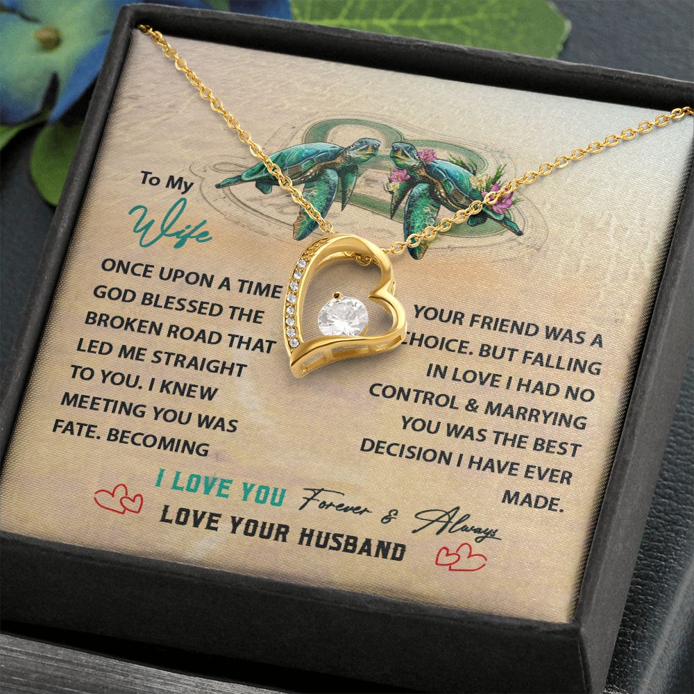 White Gold Forever Love Heart Necklace To My Wife