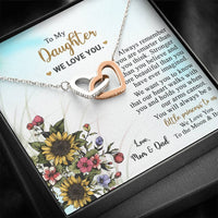 Load image into Gallery viewer, To My Daughter-Gift from Dad and Mom-Interlocking Hearts Necklace-More Beautiful Than
