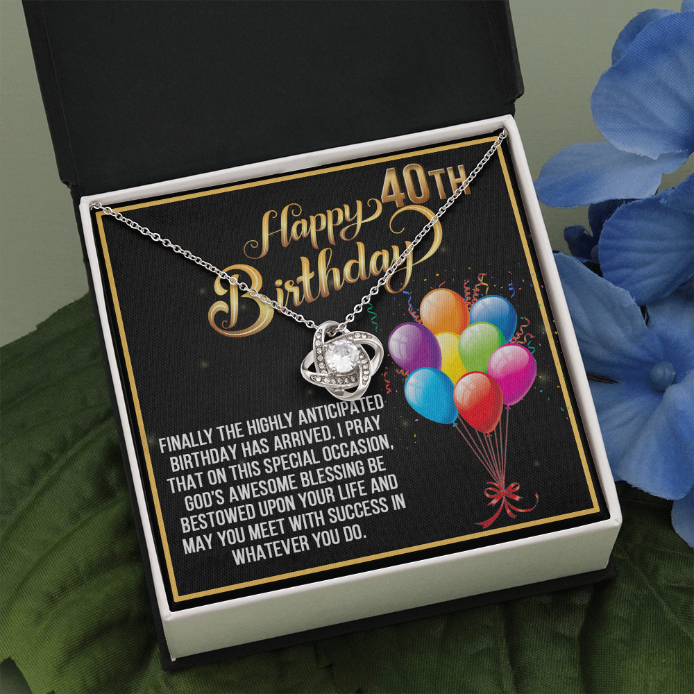 Happy 40th Birthday Love Knot Necklace