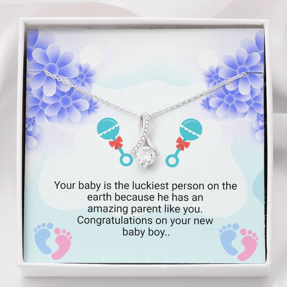Congratulations on Your New Baby Boy | Dainty Crystal Necklace | Alluring Beauty necklace | Gift for New Mom |