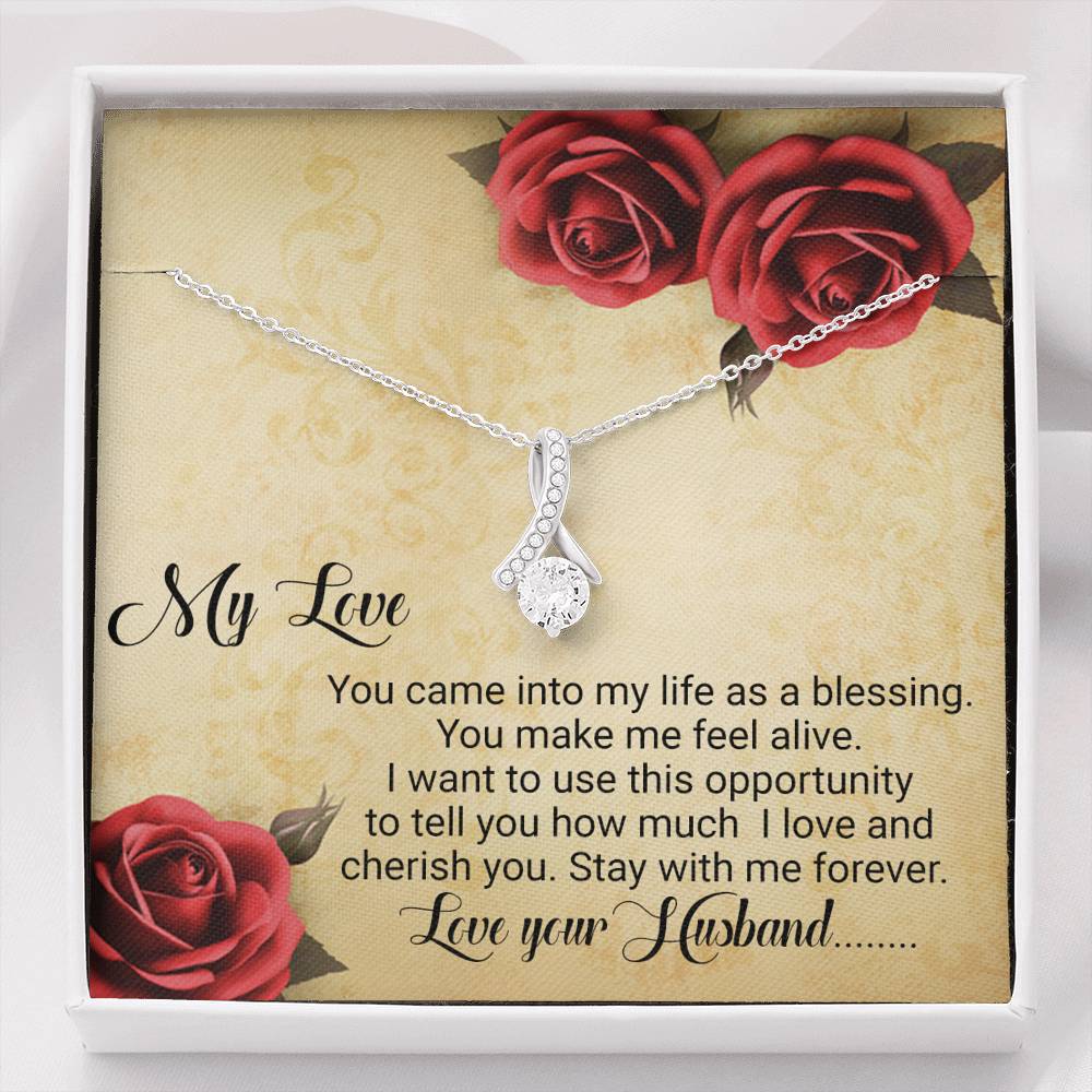 My Love You Make Me Feel Alive | From Husband | Dainty Crystal Necklace | Alluring Beauty necklace | Gift for Wife |