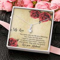 Load image into Gallery viewer, My Love You Make Me Feel Alive | From Husband | Dainty Crystal Necklace | Alluring Beauty necklace | Gift for Wife |
