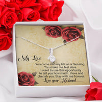 Load image into Gallery viewer, My Love You Make Me Feel Alive | From Husband | Dainty Crystal Necklace | Alluring Beauty necklace | Gift for Wife |
