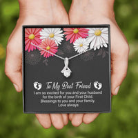 Load image into Gallery viewer, To My Best Friend-Your First Child | Dainty Crystal Necklace | Alluring Beauty necklace | Gift for Expectant Mother |
