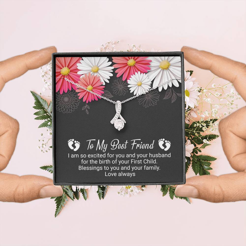 To My Best Friend-Your First Child | Dainty Crystal Necklace | Alluring Beauty necklace | Gift for Expectant Mother |