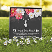 Load image into Gallery viewer, To My Best Friend-Your First Child | Dainty Crystal Necklace | Alluring Beauty necklace | Gift for Expectant Mother |
