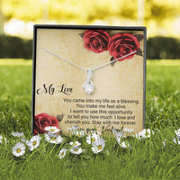 Load image into Gallery viewer, My Love You Make Me Feel Alive | From Husband | Dainty Crystal Necklace | Alluring Beauty necklace | Gift for Wife |
