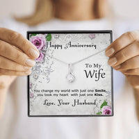 Load image into Gallery viewer, Ribbon Shaped Necklace, To My Wife, You Change My World With Just One Smile
