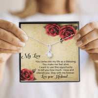 Load image into Gallery viewer, My Love You Make Me Feel Alive | From Husband | Dainty Crystal Necklace | Alluring Beauty necklace | Gift for Wife |
