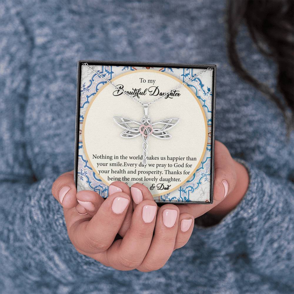 Lovely Daughter-Amazing Dragonfly Necklace-Gift From Dad and Mom-Gift for Daughter-Gift For Her
