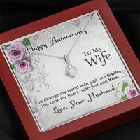 Load image into Gallery viewer, Ribbon Shaped Necklace, To My Wife, You Change My World With Just One Smile
