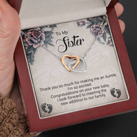 Load image into Gallery viewer, To My Sister | Congratulations on Your New Baby | Interlocking Hearts Necklace | Gift for Expectant Mother
