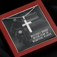 Load image into Gallery viewer, Difficult Roads-Beautiful Places | Stainless Steel Cross Necklace

