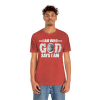 Load image into Gallery viewer, I Am Who GOD Says I Am Customizable Unisex Jersey Short Sleeve Tee
