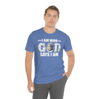 Load image into Gallery viewer, I Am Who GOD Says I Am Customizable Unisex Jersey Short Sleeve Tee
