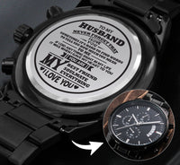 Load image into Gallery viewer, Never Forget-I Love You-Gift For Husband-Engraved Black Chronograph Watch
