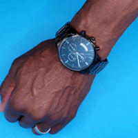 Load image into Gallery viewer, Happily Ever After-Gift For Fiancé-Engraved Black Chronograph Watch
