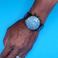 Load image into Gallery viewer, Happily Ever After-Gift For Fiancé-Engraved Black Chronograph Watch
