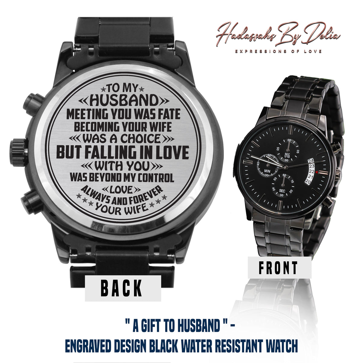 To My Husband | Falling in Love | Gift for Husband | Anniversary Gift | Engraved Black Watch