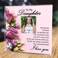 Load image into Gallery viewer, Daughter - Your Journey - Glass Message Stand w/ Love Drop Necklace
